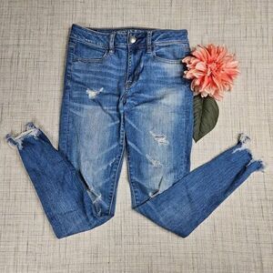 American Eagle Women's Hi Rise‎ Skinny Jeggings Blue Jeans Size 4